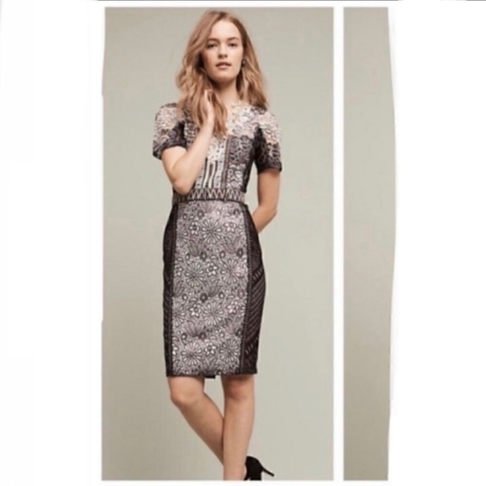 New Byron Lars Beguile Anthropologie Lace Melange Pencil Dress Size 2